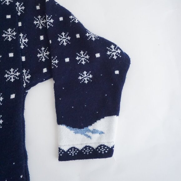 Vintage Nutcracker Navy Snowman Christmas Knit Sweater Fair Isle Holiday M - Picture 4 of 9